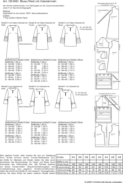 Art. 02-940  Bluse/Kleid mit Volantärmeln
